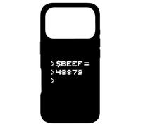 Beef 8-Bit Hex Code Nerd Pixel Terminal Rétro Coque pour iPhone 17 Pro