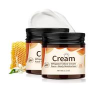 Beef Tallow Cream for Skin, Suif de Boeuf pour Visage Bio, Whipped Tallow Honey Cream for Face & Body Moisturizer, Suif de bœuf pour les soins de la peau, tous types de peau (2pc, 60g)
