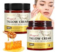 Beef Tallow for Skin, 2PC Suif de Boeuf pur Visage bio, Beef Tallow Cream, 100% Naturel Nourri à l'herbe, Soins de la Peau au Suif de Bœuf, Beef Tallow Crème pour Soin de la Peau