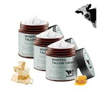 Beef Tallow for Skin, Crème de suif de bœuf pour le visage et le corps, baume de suif biologique avec du miel, crème de suif à fouet naturel pour tous les types de peau (3pc, 120g)