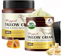 Beef Tallow Skincare Lot de 2 crèmes bio pour le visage et le corps 100 % herbe Fed Beef Tallow, hydratation profonde et soin du suif de bœuf, crème biologique, absorption rapide pour peaux sensibles