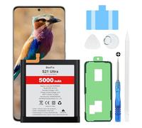 Beefix Batterie pour Samsung Galaxy S21 Ultra | 5000 mAh haute capacité, puce intelligente pour une plus longue durée de vie, sécurité, kit d'outils professionnels avec