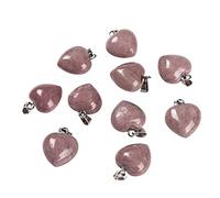 BEEFLYING 10 Pièces Pendentifs en Forme de cœur en Pierre Naturelle Charms Rhodochrosite Pendentifs à pendre en Pierre de guérison pour la Fabrication de Bijoux de Fournitures d'artisanat
