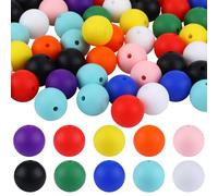 BEEFLYING 100 Pièces 12 mm perles en silicone Perles en silicone de qualité alimentaire pour Attaches de Sucette DIY Pendentif en Chaîne Bébé Jouet de Dentition (Couleurs Mélangées)