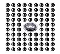 BEEFLYING 100 Pièces 8mm Naturel Tourmaline Noire Perles Rondes Pierres Précieuses en Vrac Perles Rondes pour Bijoux Fabrication de Bracelets à Bricoler Soi-Même