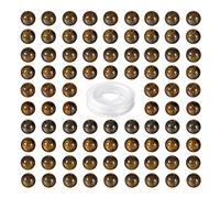 BEEFLYING 100 Pièces 8mm Perles Rondes en Bronzite Naturel Perles Rondes en Pierres Précieuses Brunes avec Fil de Cristal Élastique pour la Fabrication de Kit de Bracelet de Bijoux à Bricoler Soi-Même