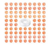 BEEFLYING 100 Pièces Naturel Pêche Calcite Perles Rondes Perles de Pierre Naturelle Rondes Perles en Vrac pour Bijoux à Bricoler Soi-Même Boucles d'oreilles Fabrication de Bracelets