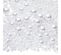 BEEFLYING 1000 pièces Perles Imitation Nacrées ABS Rondes, 6 Tailles Assorties, Grosse Perle Blanc pour Bracelet Collier Loisirs Créatifs et Bijoux (Diamètre 4, 6, 8, 10, 16, 20mm)