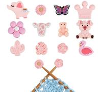 BEEFLYING 12 pcs Bouchons d'aiguilles à Tricoter Protege Pointe Aiguille à Tricoter en Forme de Rose Capuchons d'aiguilles à Tricoter Monotrou en Silicone pour Crochet Loisirs Créatifs