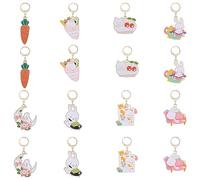 BEEFLYING 16 Pièces Breloques de Marqueur de Point de Crochet avec Fermoir à Levier pour Crochet et Tricot Pendentifs en Émail pour Tissage et Boucle d'oreille DIY (Lapin)