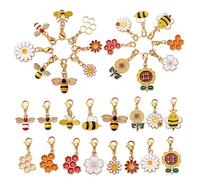 BEEFLYING 16 Pièces Marqueurs de Mailles Abeille et Fleur en Alliage Émail - Fermoir Lobster Acier Inoxydable 304, pour Marqueur Crochet, Tricot, Couture et Décor de Clés, Portefeuille, Sac à Dos