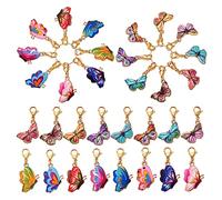 BEEFLYING 16 Pièces Marqueurs de Mailles Papillon en Alliage Émail - Fermoir Lobster Acier Inoxydable 304, pour Marqueur Crochet, Tricot, Couture et Décor de Clés, Portefeuille, Sac à Dos