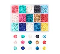 BEEFLYING 1995 pcs 8mm Perles en Pâte Polymère Plat Rond Heishi Perles Disque DIY Perles Bijoux Marquage Kit pour Bracelets Collier Boucle d'oreille Fabrication À La Main