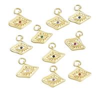 BEEFLYING 20 Pcs Evil Eye Laiton Pendentifs Charms Laiton Micro Pave Cubique Zircone Charme avec Anneaux de Saut pour Bijoux Bricolage Fabrication Artisanale à la Main (Couleur Aléatoire)