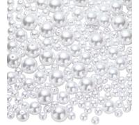 BEEFLYING 200 pièces Perles Imitation Nacrées ABS Rondes, 3 Tailles Assorties, Grosse Perle Blanc pour Bracelet Collier Loisirs Créatifs et Bijoux (Diamètre 10, 16, 20mm)