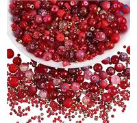 BEEFLYING 300 Pièces Perle de Verre Perles Colorées Perles de Bijoux Rondes 8mm Convient pour la Fabrication de Bijoux,la Breloque Téléphone Portable,la Décoration de Salle de Classe(Rouge)