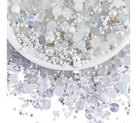 BEEFLYING 300 Pièces Perle de Verre Perles Colorées Perles de Bijoux Rondes 8mm Convient pour la Fabrication de Bijoux,la Breloque Téléphone Portable,la Décoration de Salle de Classe(Blanc)