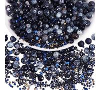 BEEFLYING 300 Pièces Perle de Verre Perles Colorées Perles de Bijoux Rondes 8mm Convient pour la Fabrication de Bijoux,la Breloque Téléphone Portable,la Décoration de Salle de Classe(Noir)
