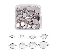 BEEFLYING 304 Cabochons en Acier Inoxydable Bezels Trey Setting pour la Fabrication de Bijoux Blank Bezel Pendentif Plateau