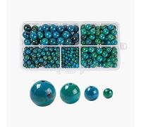 BEEFLYING 340 Pcs Naturel Chrysocolle Perles Précieuses, Plaine Ronde Cristal Énergie Pierre Pouvoir de Guérison pour la Fabrication de Bijoux