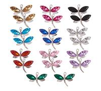BEEFLYING 40 Pièces Charmes en alliage de libellule Strass Dangle Charms Pendentifs Imitation Libellules pour colliers bracelets fabrication de bijoux fournitures d'artisanat