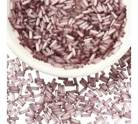 BEEFLYING 50g Perles Trompettes en Verre Perles d'espacement en Vrac de 6,5 à 7 mm × 1,5 à 2 mm Longues Perle de Rocaille Minni Pour Fabrication Bijoux Loisirs Créatifs Couture Bricolage, Rouge Violet
