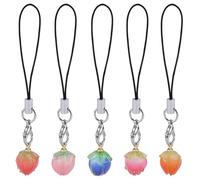 BEEFLYING 5Pcs Mignons Charms pour Téléphone Portable Charms de Sangle en Résine Acrylique avec des Fleurs de Rose Pendentifs Esthétiques Y2K pour Sac Porte-Clés Appareil Photo et Portefeuille