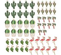 BEEFLYING 60 pièces Pendentifs à Breloques en Émail de Plantes Mélangées pour la Fabrication de Bijoux Pendentifs à Breloques en Émail Plaqué Or pour Colliers Bracelets Projets de Bricolage