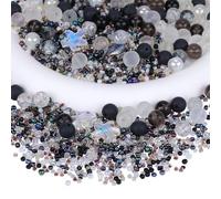 BEEFLYING 700pcs Kit Fabrication Bijoux en Perles Verre Assorties Perles Rondes en Cristal DIY avec Perles d'Océan Perles Semences pour la Fabrication de Bracelets Colliers Boucles d'oreilles(Noir)