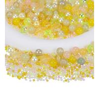 BEEFLYING 700pcs Kit Fabrication Bijoux en Perles Verre Assorties Perles Rondes en Cristal DIY avec Perles d'Océan Perles Semences pour la Fabrication de Bracelets Colliers Boucles d'oreilles(Jaune)