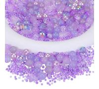 BEEFLYING 700pcs Kit Fabrication Bijoux en Perles Verre Assorties Perles Rondes en Cristal DIY avec Perles d'Océan Perles Semences pour la Fabrication de Bracelets Colliers Boucles d'oreilles(Lilas)