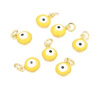 BEEFLYING Breloques contre le mauvais œil en alliage émaillé plaqué or 18 carats pour la fabrication de bijoux pour femme, bracelet, collier, boucles d'oreilles (jaune)
