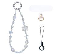 BEEFLYING Chaîne de Téléphone Portable Flocon de Neige Bracelet en Perles Lanière Nœud Dragonne Perlée pour Porte-Clés Sac Étui D'Écouteurs Décoration