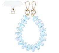 BEEFLYING Dragonne de téléphone avec perles en forme de cœur pour étui de sac, porte-clés avec patch en TPU pour téléphone portable pour femme