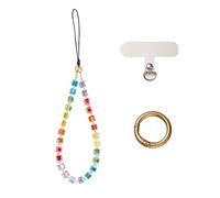 BEEFLYING Dragonne de Téléphone Perles Cube Arc-en-Ciel Cordon Bijoux Telephone Portable en Cristal Coloré Bracelet Téléphone Perles Breloques pour Appareil Photo Porte-clés Sac et Coque de Telephone