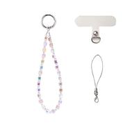 BEEFLYING Dragonne de Téléphone Perles Cube Rose Cordon Bijoux Telephone Portable en Cristal Rose Bracelet Téléphone Perles Breloques pour Appareil Photo Porte-clés Sac et Coque de Telephone