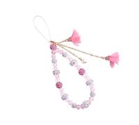 BEEFLYING Lanière Téléphone Perlée Chaîne Téléphone Portable Perle Chaîne Téléphone Portable Gravier Convient Cordons Téléphone Portable, Aux Ornements Sac D'école d'autres Décorations(Rose)