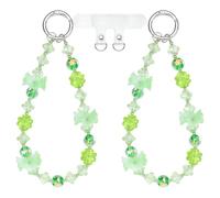 BEEFLYING Lot de 2 bracelets de téléphone avec perles mignonnes pour étui de sac, porte-clés avec patch en plastique PVC pour téléphone portable pour femme