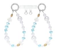 BEEFLYING Lot de 2 bracelets de téléphone avec perles mignonnes pour étui de sac, porte-clés avec patch en plastique PVC pour téléphone portable pour femme, 150mm, Plastique ABS, Pas de pierre