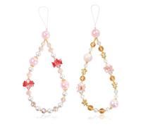 BEEFLYING Lot De 2 Bracelets Pour Téléphone Breloques Mignonnes Cœurs Rouges Perles De Cristal Papillon Cordons Pour Porte-Clés Breloque De Sac