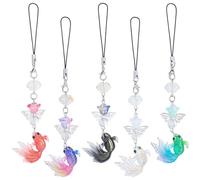 BEEFLYING Lot de 5 breloques mignonnes pour téléphone portable - Pour sac, appareil photo, portefeuille, sac à dos, étui de téléphone, porte-clés, accessoires, 144x31mm, Polyester, Pas de pierre