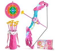 beefunni Ensemble arc et flèche licorne pour enfants âgés de 3 à 12 ans | Lot de 10 flèches à ventouse, éclairage LED pour enfants, cadeau de Noël ou d'anniversaire pour fille de 4 à 6 ans