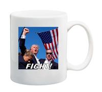 BeeGeeTees Tasse à café Donald Trump Fight Shot 2024 - Tasse à thé de bureau (combat, 325 ml)