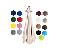 BEEGMA Toile de Rechange pour Parasol de 2.0/2.30/2.50/2.70/3.0m 6/8 Baleines Housse de Rechange Anti-UV Auvent de Rechange pour Parasol d'extérieur(Color:White,Size:2.50m/8.2FT-6Ribs)