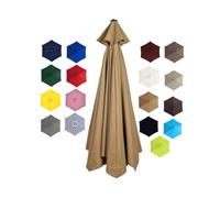 BEEGMA Toile de Rechange pour Parasol de 2.0/2.30/2.50/2.70/3.0m 6/8 Baleines Housse de Rechange Anti-UV Auvent de Rechange pour Parasol d'extérieur(Color:Brown,Size:3.0m/10FT-6Ribs)
