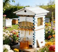 Beehive Kit de Ruche Automatique en Bois pour l'apiculture pour Petits Jardins apiculteurs débutants fenêtre d'observation et Bec verseur,0.1,25.5 x 38 x 71 cm