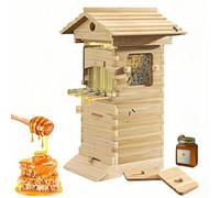 Beehive Starter Kit de démarrage avec fenêtre d'observation et bec à miel - Boîte d'apiculture complète avec abri à abeilles charpentier pour pollinisateurs de jardin