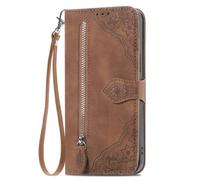 BEEJTUNY Coque en Cuir pour Doogee Note 56/Note 56 Pro, Étui Portefeuille avec Bracelet, Housse de Protection Antichoc avec Imprimée Élégante. Brun