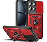 BEEJTUNY Coque pour Motorola Moto G37 5G/G47 5G avec Anneau 360°, Coque de Protection avec Cache Objectif, Étui de Protection Antichoc avec Support Magnétique. Rouge