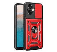 BEEJTUNY Coque pour Oppo A79 5G avec Anneau 360°, Coque de Protection avec Cache Objectif, Étui de Protection Antichoc avec Support Magnétique. Rouge